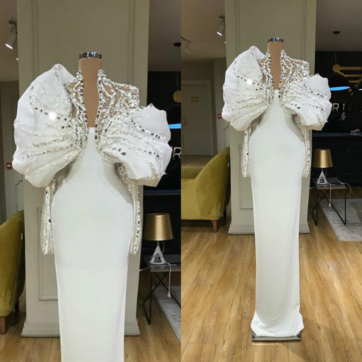Strapless Prom Dresses With Jackets Two Pieces Pleats Long Sleeves Sheath Evening Dress Crystal Dubai African Specail Party GownS