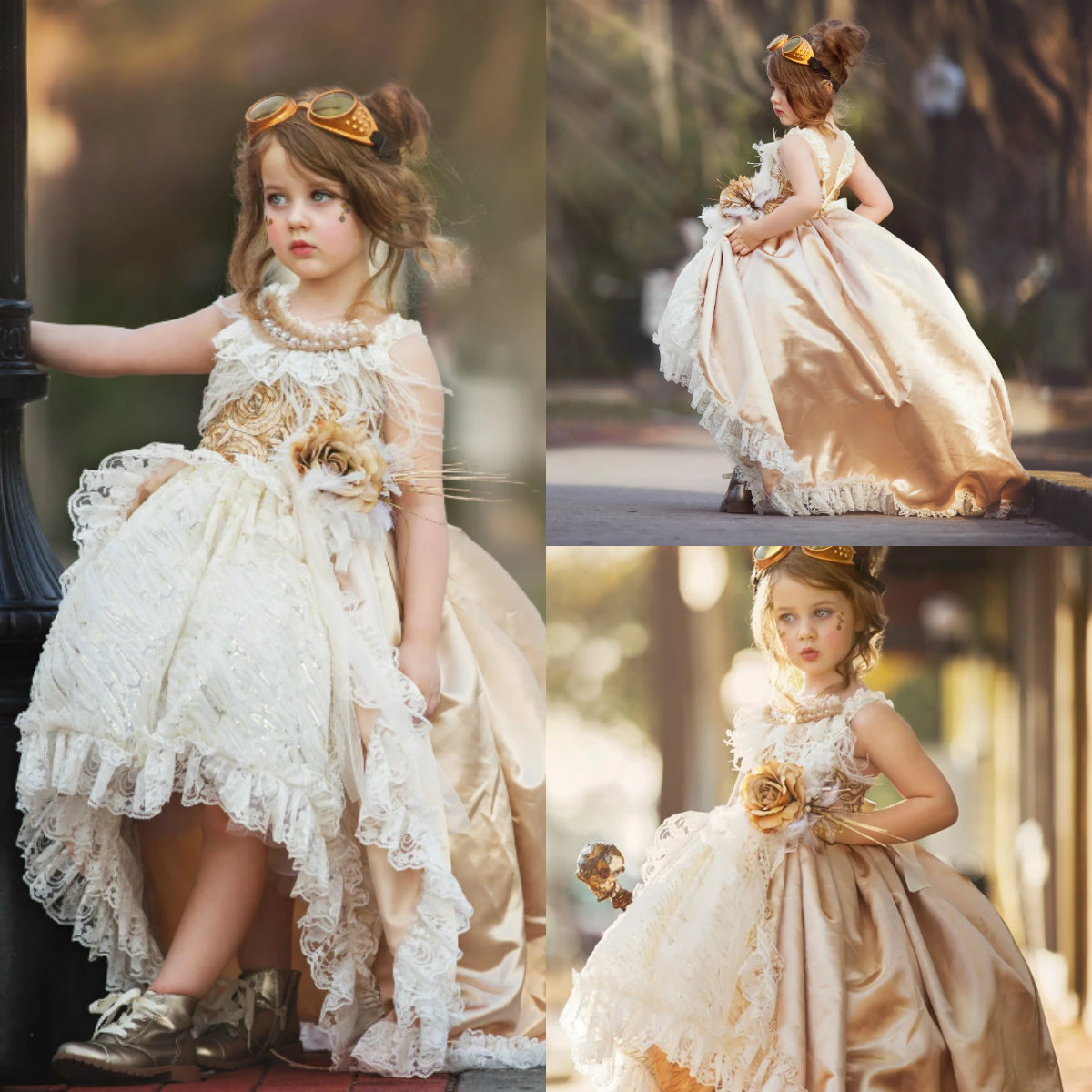 2020 Lovely Flower Girl Dresses Ball Gowns Hi-Lo Lace Appliqued Beautiful V-Back Floor Length Girls Kids Formal Pageant Gowns