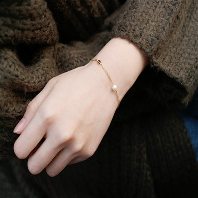 New Fashion Wedding Band Natural Freshwater Pearl Bracelets For Women 925 Sterling Silver Link Chain Bracelet Pulseras Mujer