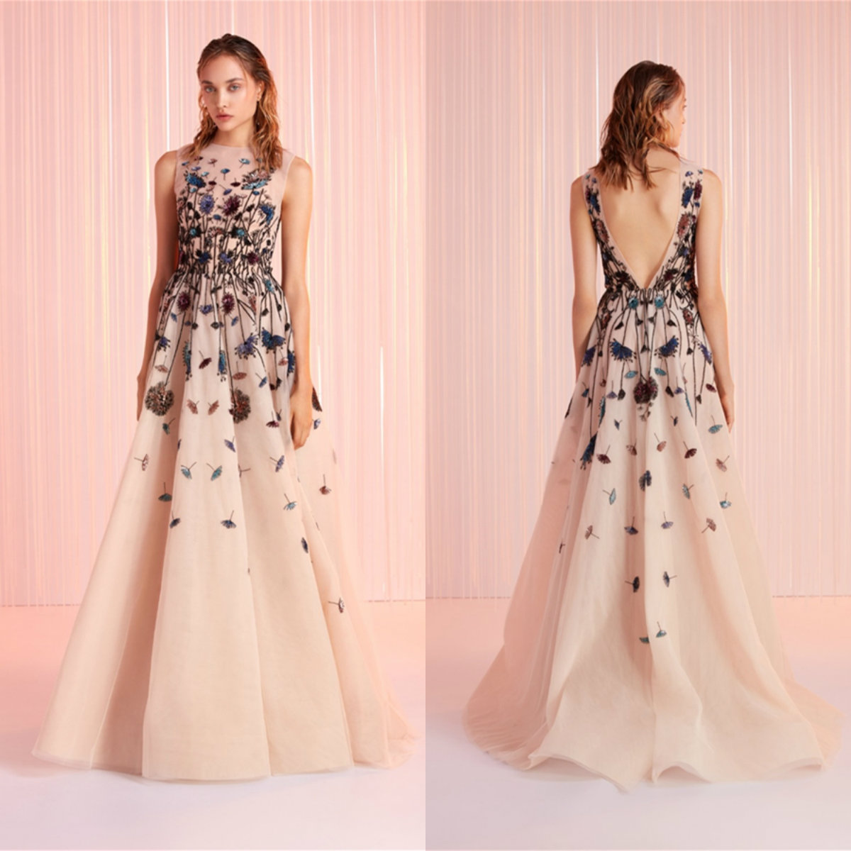 2021 Tony Ward Elegant Evening Dresses Boat Neck A Line Chiffon Train Prom Dress Party Wear Custom Made