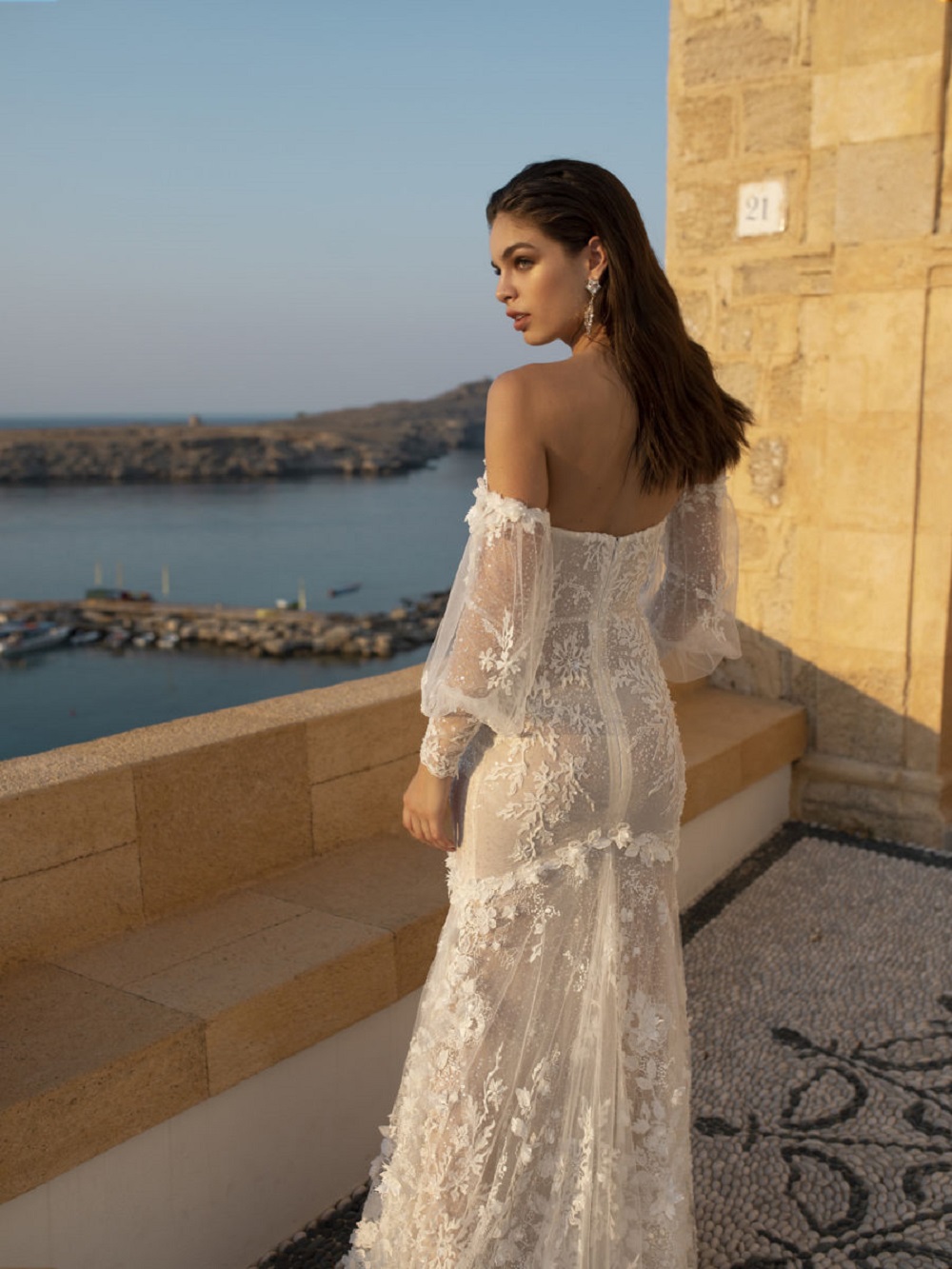 lian rokman mermaid dresses with long sleeves lace appliques sweep train beach wedding dress custom made western robe de soiree