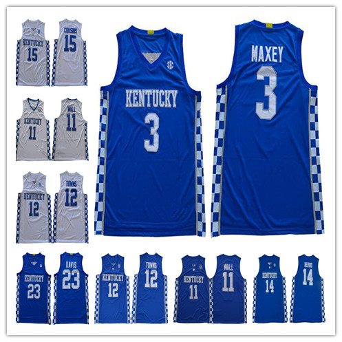 2020 NCAA Kentucky Wildcats College Basketball Tyrese Maxey Tyler Herro John Wall Anthony Davis Karl-Anthony Towns DeMarcus Cousins Jerseys