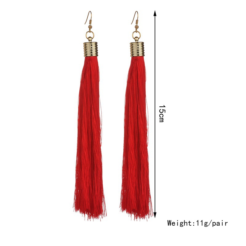 Ladies Long Tassel Earrings Girl Pendant Boho Style Earrings Gold Circle Bohemian Retro Vintage Assorted Variety Mix