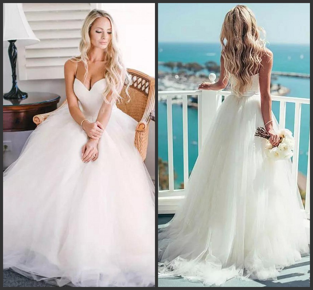 Beach Wedding Charming Newest Sexy Spaghetti Backless Sleeveless Tiers Floor-Length Custom Made Bridal Dress Vestidos De Mariee 330