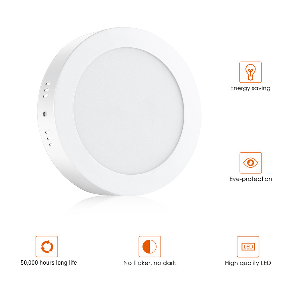 LED Panel Light 12W 220V Surface Ceiling Downlight AC85-265V Round Modern Ceiling Lamp Fixture for Indoor Home Lighting