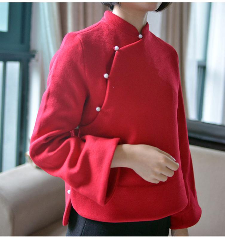 Early Spring original traditional retro Chinese style big size short-section woolen jacket outerwear for women, Black
Early Spring original traditional retro Chinese style big size short-section woolen jacket outerwear for women, Black