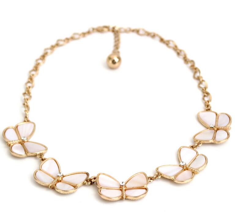 Fashion-hell Butterfly Choker Necklace with Crystal And Gold Chain Beautiful Fashion Jewelry for Lady Free Shipping Christmas Gift