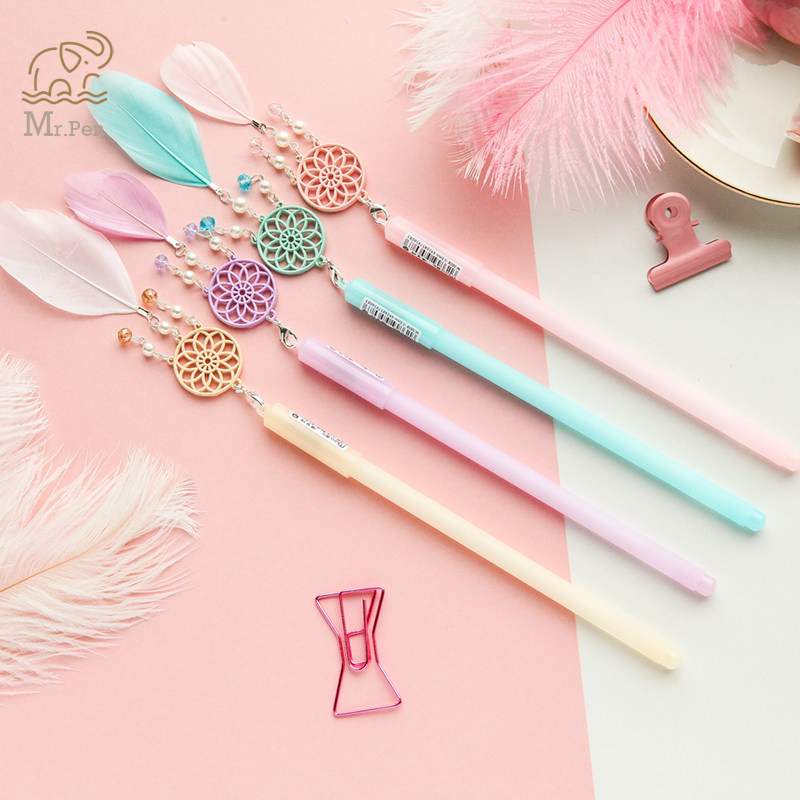Color Dream Catcher Feather Pendent Gel Pen 0.5mm Black Ink Kawaii Neutral Pens for School Writing Girls Gifts Chancery Escolar
Color Dream Catcher Feather Pendent Gel Pen 0.5mm Black Ink Kawaii Neutral Pens for School Writing Girls Gifts Chancery Escolar
