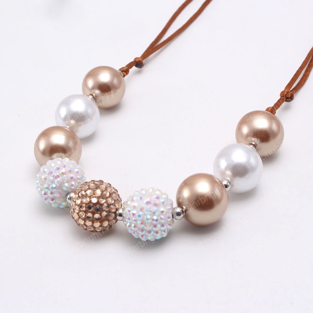 baby kids bubblegum beads necklace with adjustable rope chain fashion girls chunky jewelry choker for party hot sale