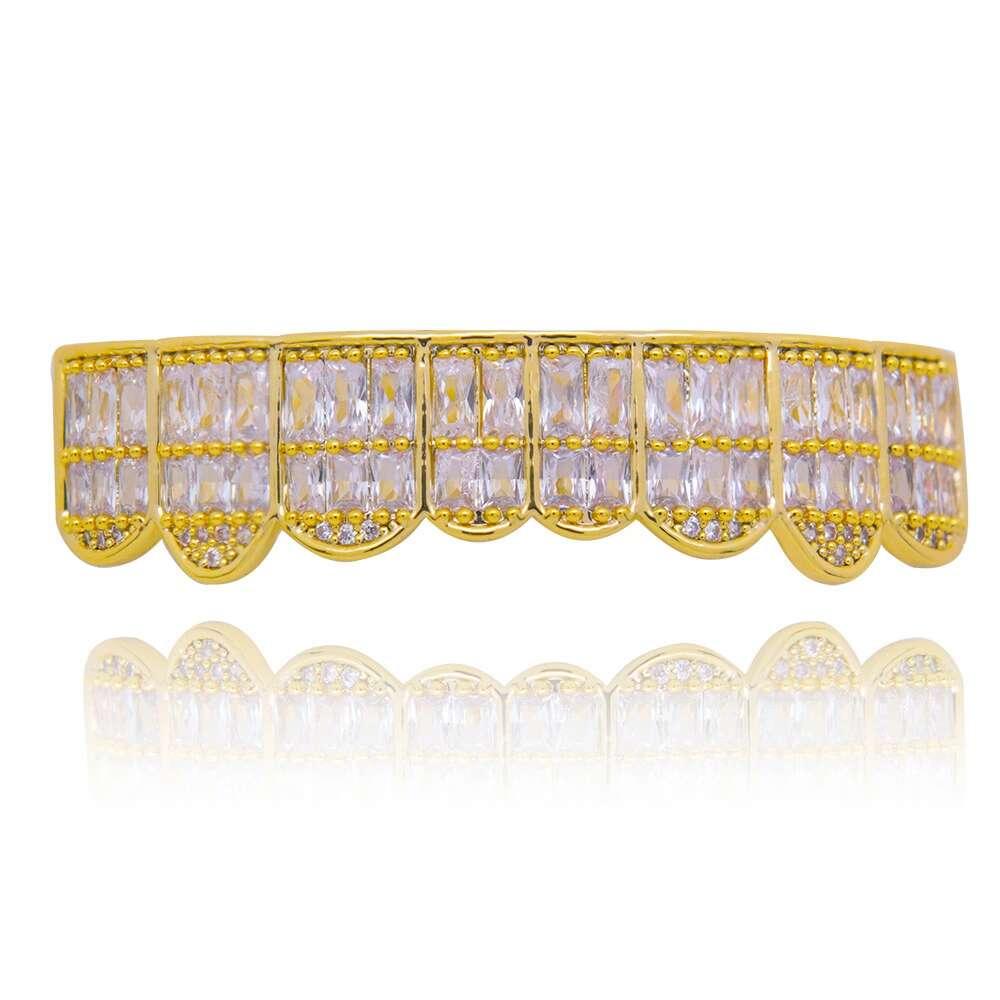 Hip hop grillz for men women diamonds dental grills 18k gold plated fashion cool rappers gold silver crystal teeth jewelry