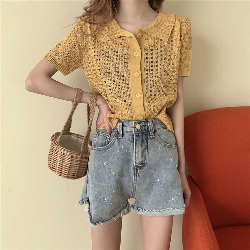 SERAFINA 2020 slim knitwear T-shirt women Hollow short sleeve loose sexy classic Ins Korea style purple/yellow/green
SERAFINA 2020 slim knitwear T-shirt women Hollow short sleeve loose sexy classic Ins Korea style purple/yellow/green