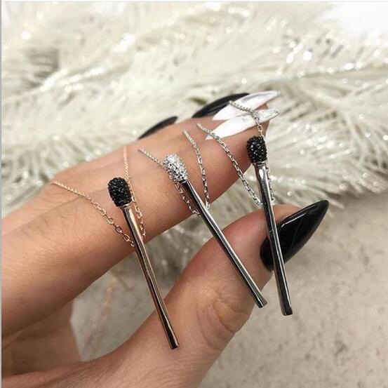 Fashion-Pendant Necklace Black & Colorful Zircon Setting Matches 925 Sterling Silver Chain Necklace Fashion Women Jewelry