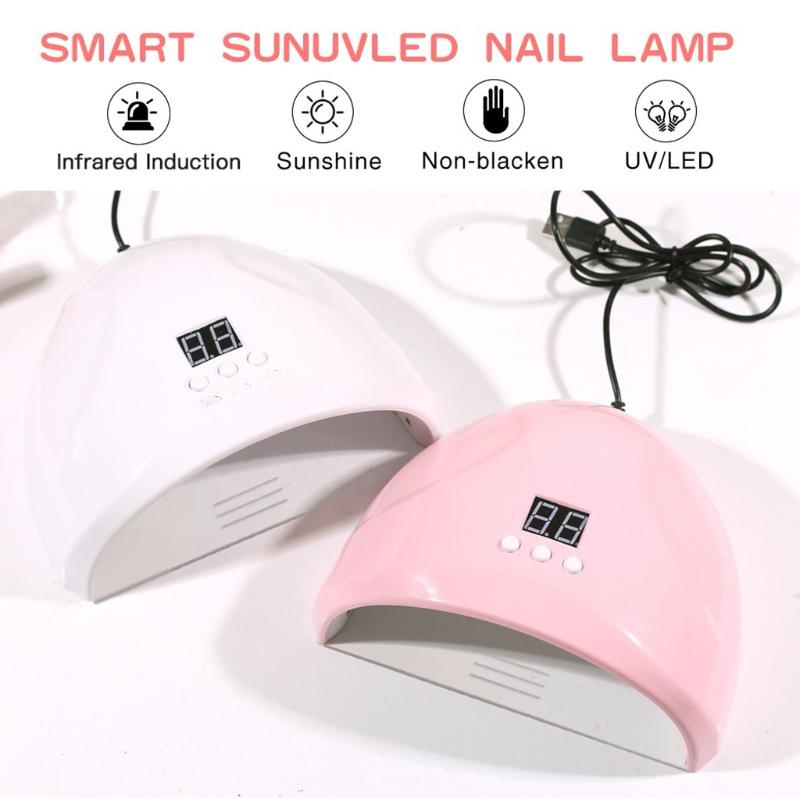 

Nails Dryer Manicure Light Machine 36W Intelligent Induction USB Power Nail Lamp Drying Lamps Gel Varnish Plus UV LED Lamp 1230, White