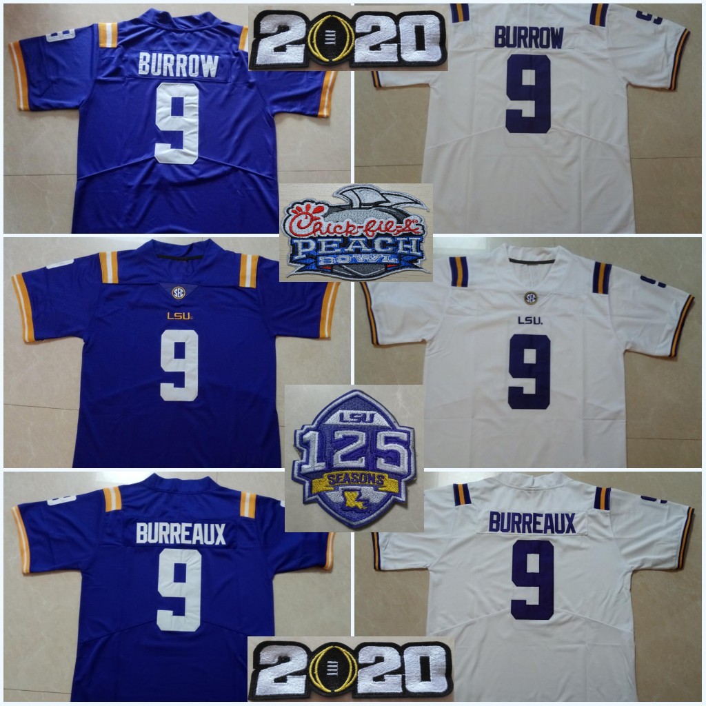 2020 Playoff National Championship LSU #9 BURREAUX #1 Ja&#039;Marr Chase 150th #9 Joe Burrow 125th #20 Billy Cannon Stitched College Jerseys от DHgate WW