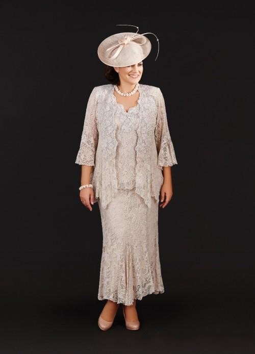 2019 Elegant Mother Of The Bride Dresses Three Pieces Full Lace Mother's Wedding Gowns Ankle Length Plus Size Cheap Mothers Groom Dress