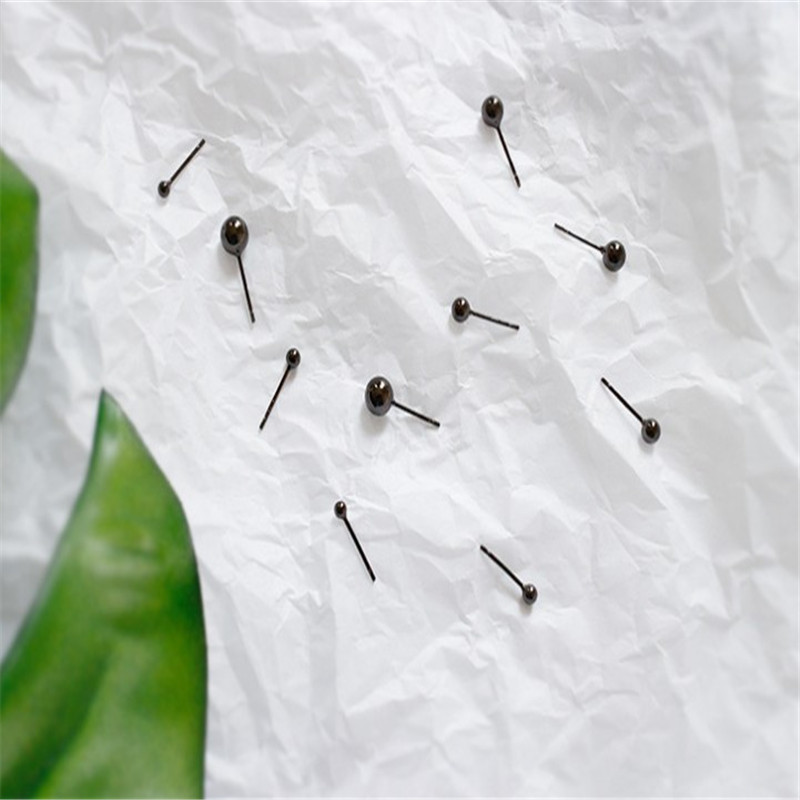2.5mm 3mm 4mm 5mm 6mm Black Round Bead Stud Earring For Women 100% Genuine 925 Sterling Silver Ear Piercing Earring Black Color