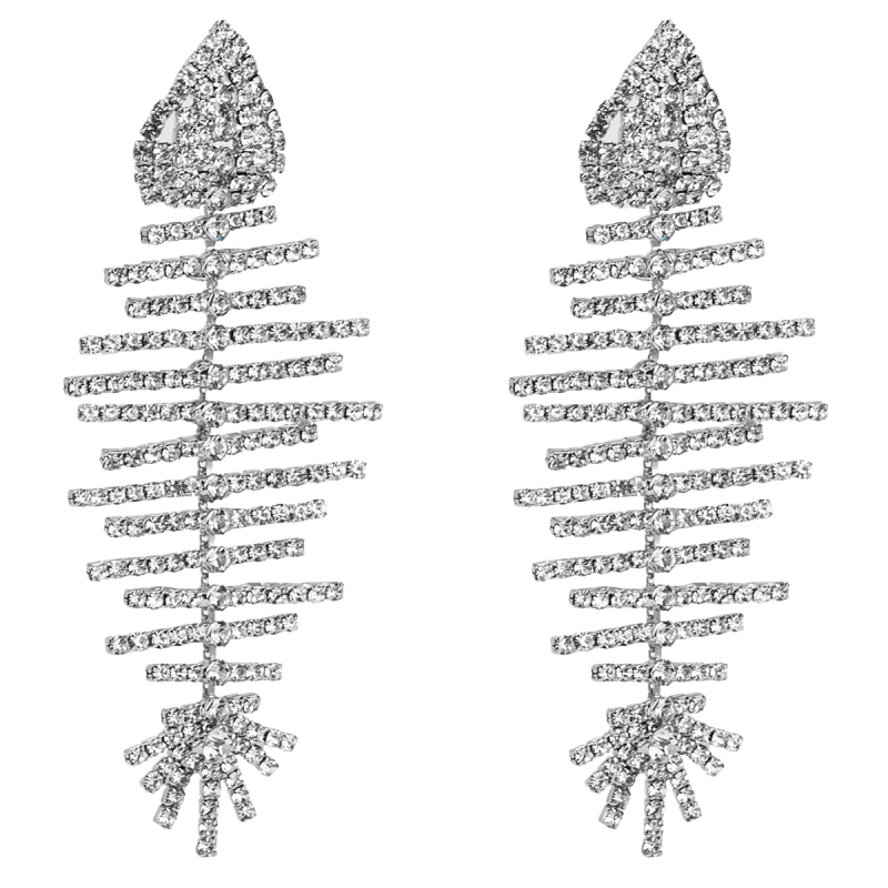 Fashion-multilayer set diamond fishbone earrings female claw chain fashion earrings Bohemian style