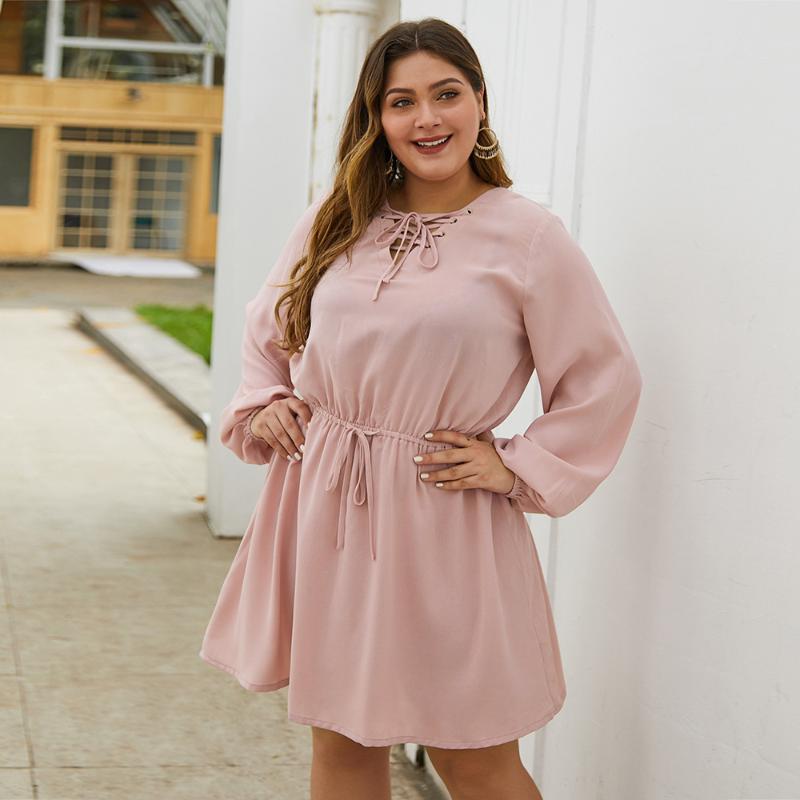 WHZHM Bandage Pink Solid Dress Ladies Elegant Long Puff Sleeve Loose Plus Size 3XL 4XL V-Neck Party Big Size Dresses Women
WHZHM Bandage Pink Solid Dress Ladies Elegant Long Puff Sleeve Loose Plus Size 3XL 4XL V-Neck Party Big Size Dresses Women