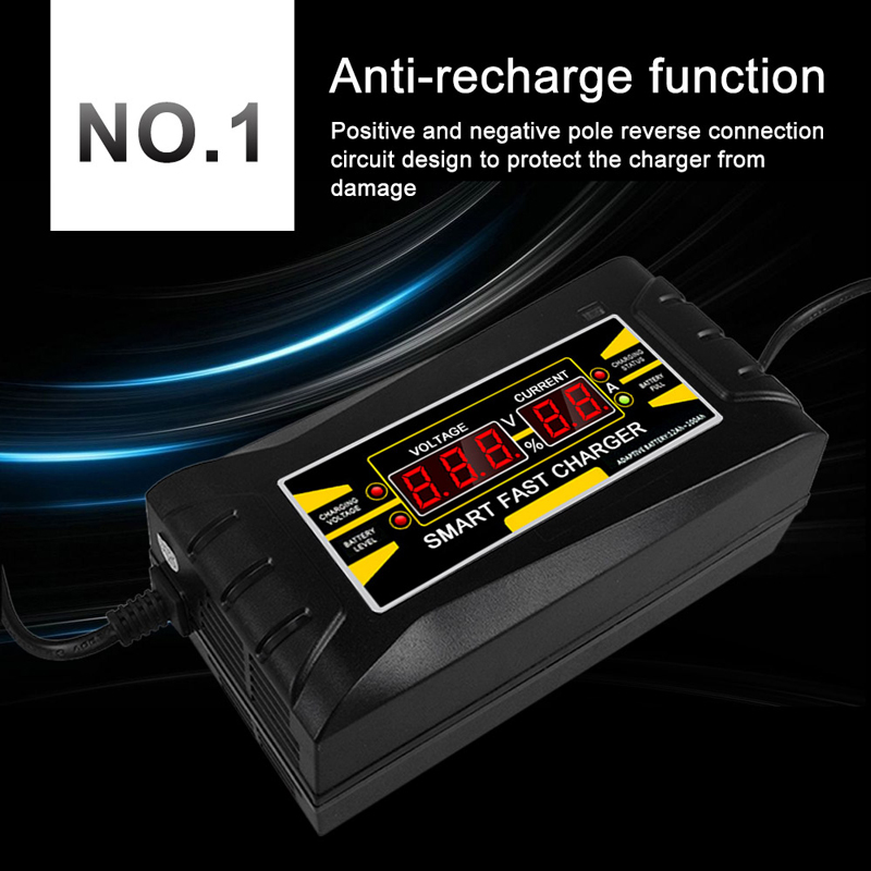 Full Automatic Auto Battery Charger 12V 6A Smart Fast Power Charging Lead Acid For Car Motorcycle