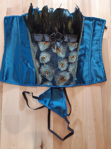 S-6XL Peacock Embroidery Princess Burlesque Overbust Corset Gothic Feather Clothing Body Shaper Bustier