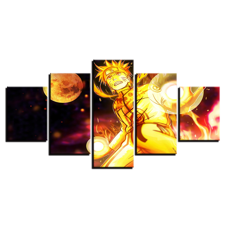 Unframed HD Printed 5 Piece Canvas Art Naruto Uzumaki Children Room Decoration Paintings on Canvas for Home Deor