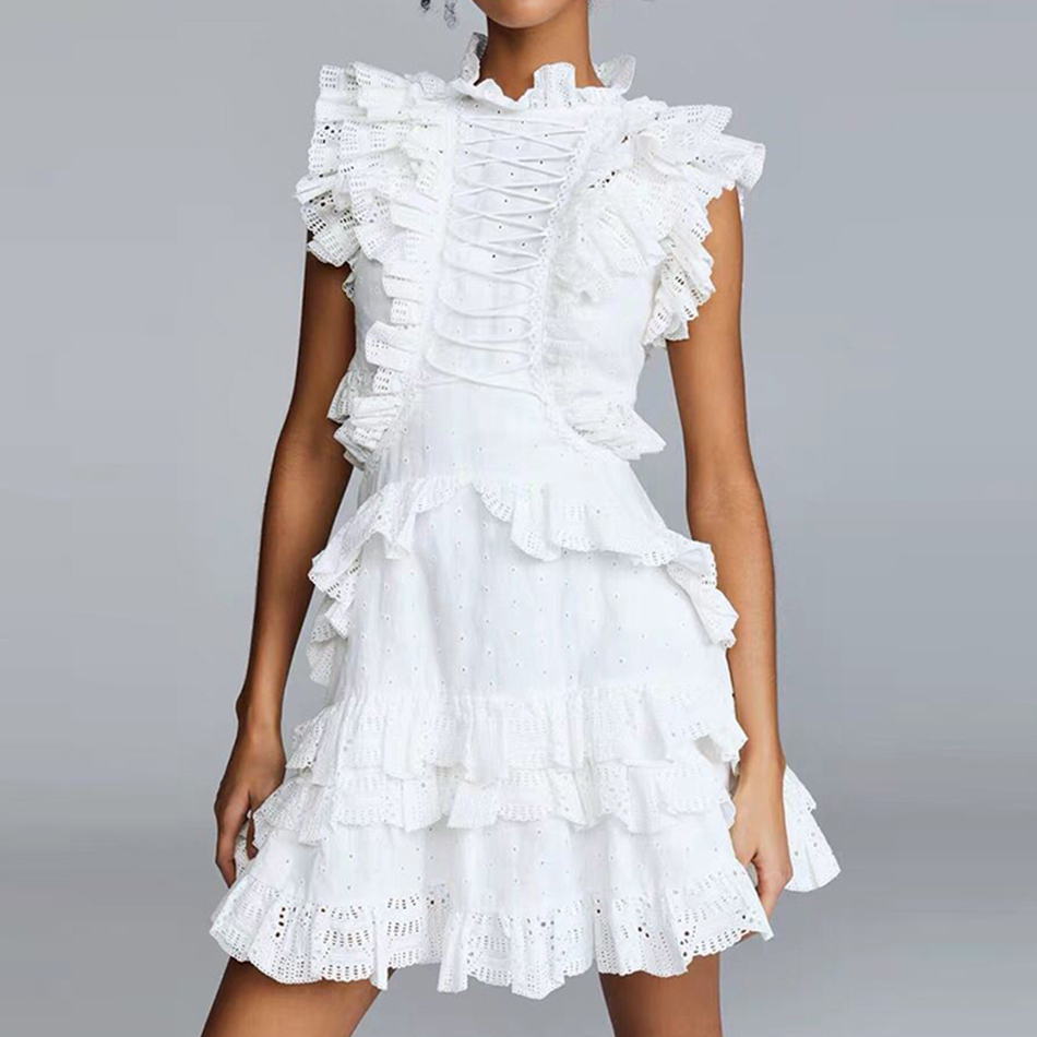 Adyce 2019 New Summer Women Lace Celebrity Evening Party Dress Sexy Sleeveless Ruffles Tank Hollow Out Mini Club Dress Vestidos