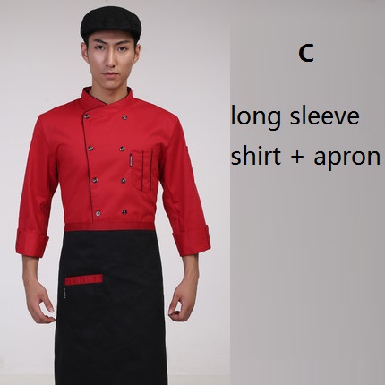 Wholesale Price High Quality Men Chef Shirt Apron Hotel Overall Uniform Clothes Double-breasted Pocket Men's Dress Shirts