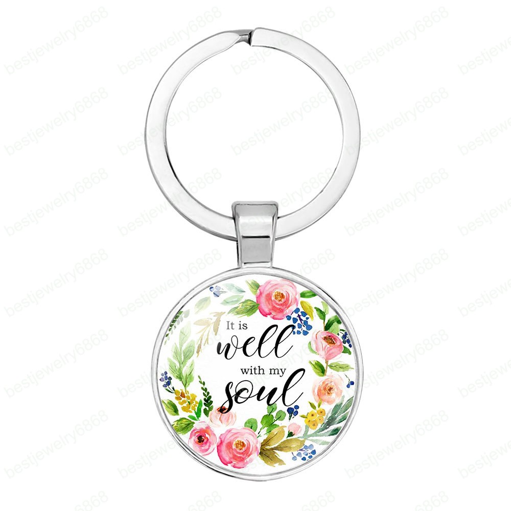 High Quantity Fashion Bible Verses Key Chain 17 Styles Glass Dome Keychains Scripture Quote Jewelry Christian Faith Inspirational Gift