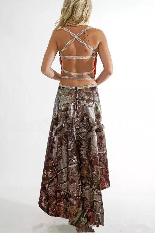 Vintage Camouflage High Low Bridesmaid Dresses 2019 Halter Criss Cross Back Western Boot Girl Beach Country Junior Wedding Party Dress