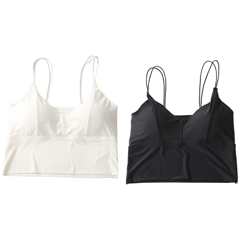 Women Summer Ice Silk Double Strappy Bralette Wirefree Padded Camis Tube Top Wrapped Chest Sexy V-Neck Sleeveless Underwear Vest, Black
Women Summer Ice Silk Double Strappy Bralette Wirefree Padded Camis Tube Top Wrapped Chest Sexy V-Neck Sleeveless Underwear Vest, Black