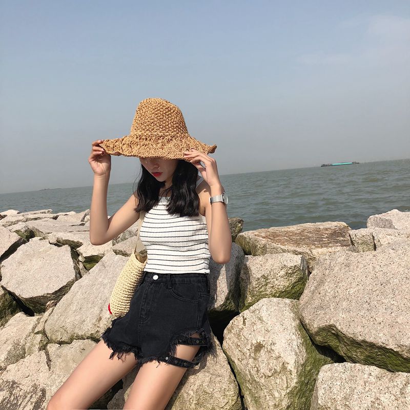 Women's Summer Shorts Denim Sexy Light Blue Distressed Hight Waisted Black Ripped Jeans Sexy Short For Women