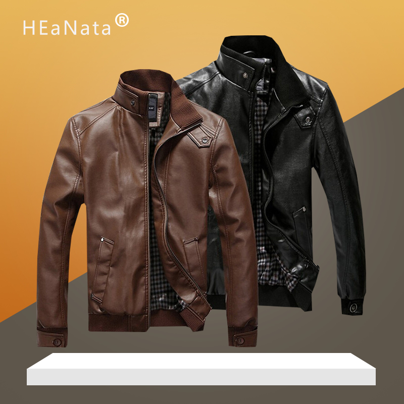 2019 New Fashion Autumn Male Leather Jacket Black Brown Mens Stand Collar Coats Leather Biker Jackets Motorcycle Jacket, P5 brown
2019 New Fashion Autumn Male Leather Jacket Black Brown Mens Stand Collar Coats Leather Biker Jackets Motorcycle Jacket, P5 brown
