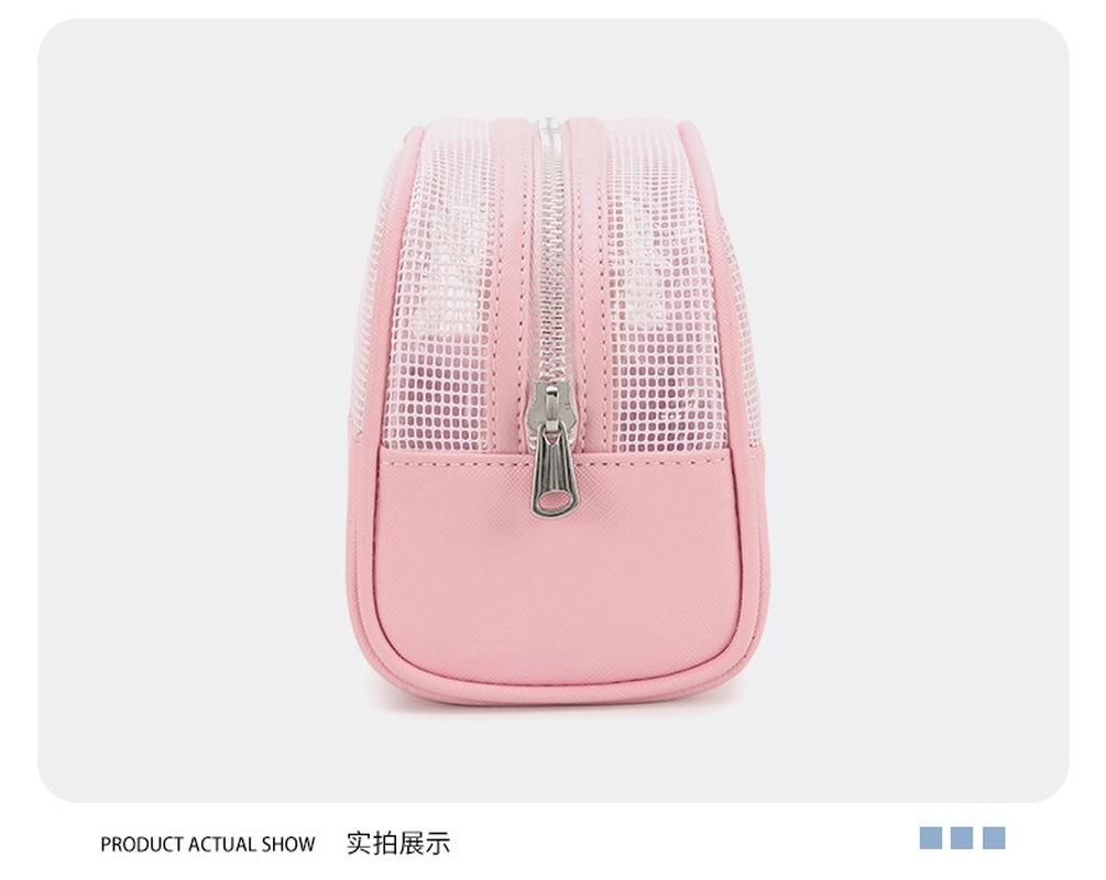 2020 new ladies cosmetic bag fashion mesh stitching round cosmetic bag PVC waterproof storage women, Pink
2020 new ladies cosmetic bag fashion mesh stitching round cosmetic bag PVC waterproof storage women, Pink