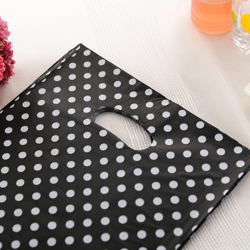 Black White Dot Plastic Gift Bags wraps With Handles Packaging For Mini Jewelry Wholesale