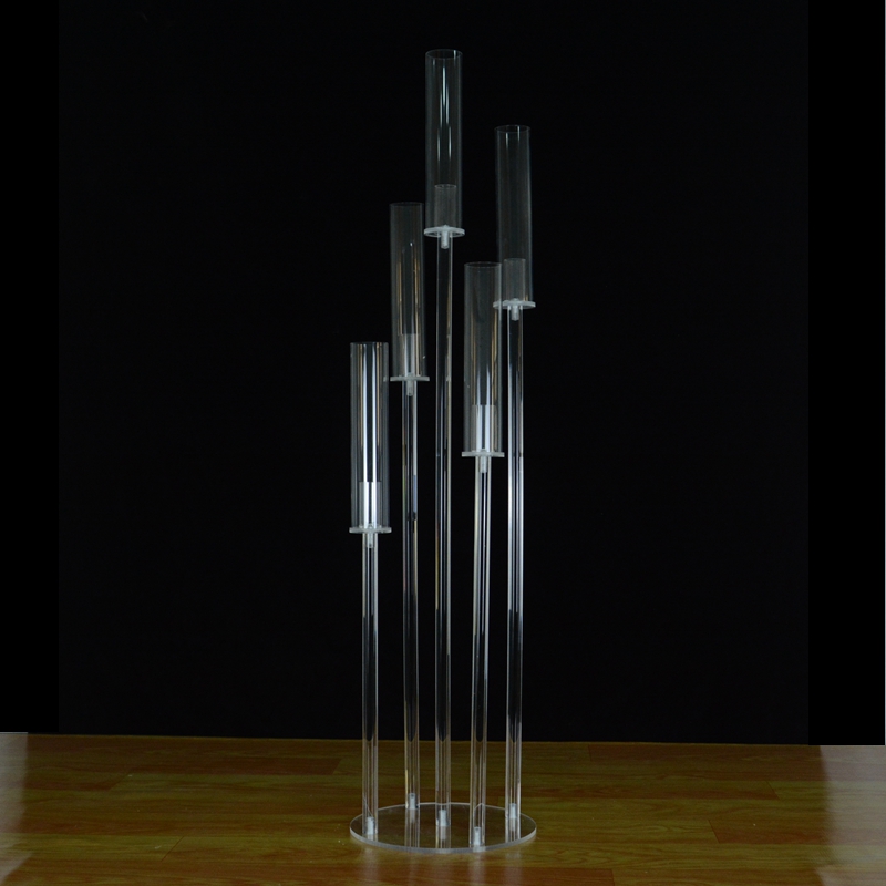 41 Inch Tall Candelabra Crystal Candelabra Wedding Centerpieces Acrylic Clear Candle Holder Decorative 5 Arm Candle Holder