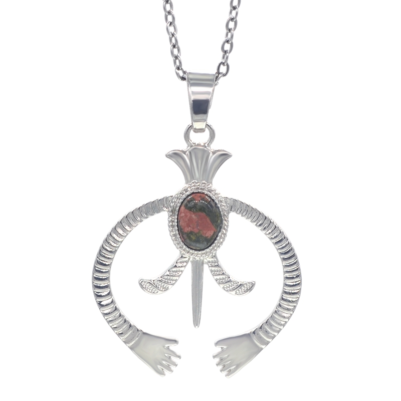 12 pieces of silver horseshoe natural stone bead pendant necklace men and women stainless steel necklace hanging price jewelry
