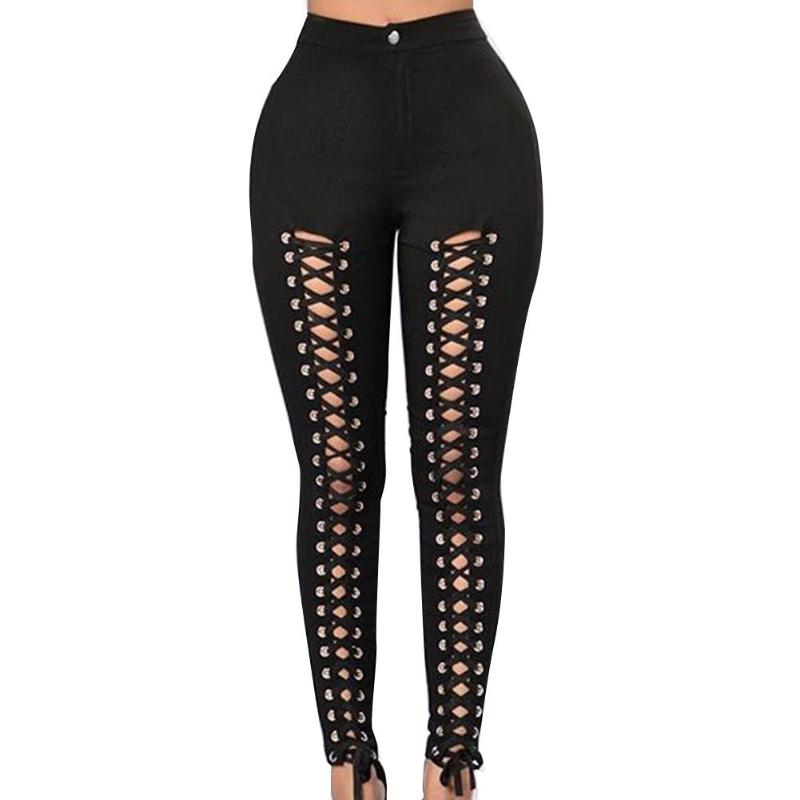 Fashion Women High Waist Pencil Leggings Stretchy Bandage Hollowed out Pants, Black
Fashion Women High Waist Pencil Leggings Stretchy Bandage Hollowed out Pants, Black