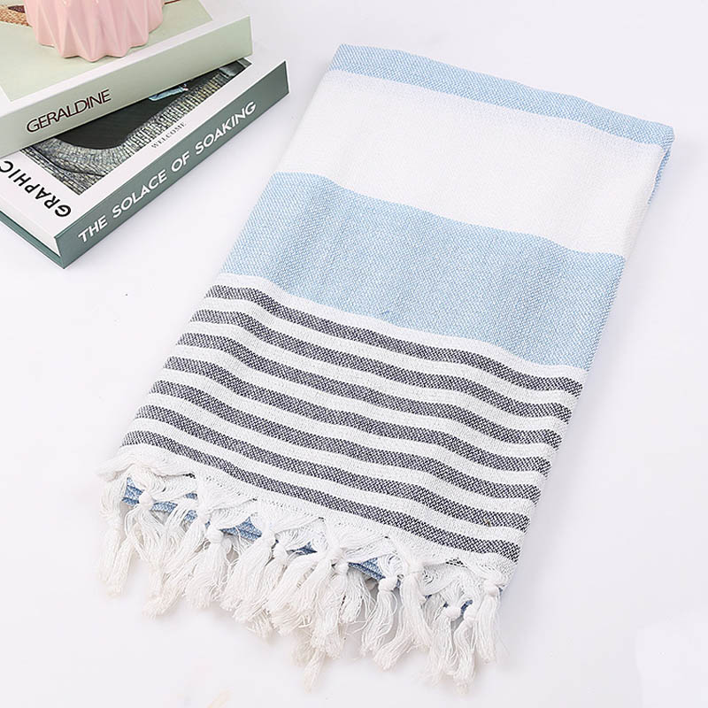 Striped Cotton Turkish Bath Towel with Tassels Travel Camping Bath Sauna Beach Gym Pool Blanket Drape