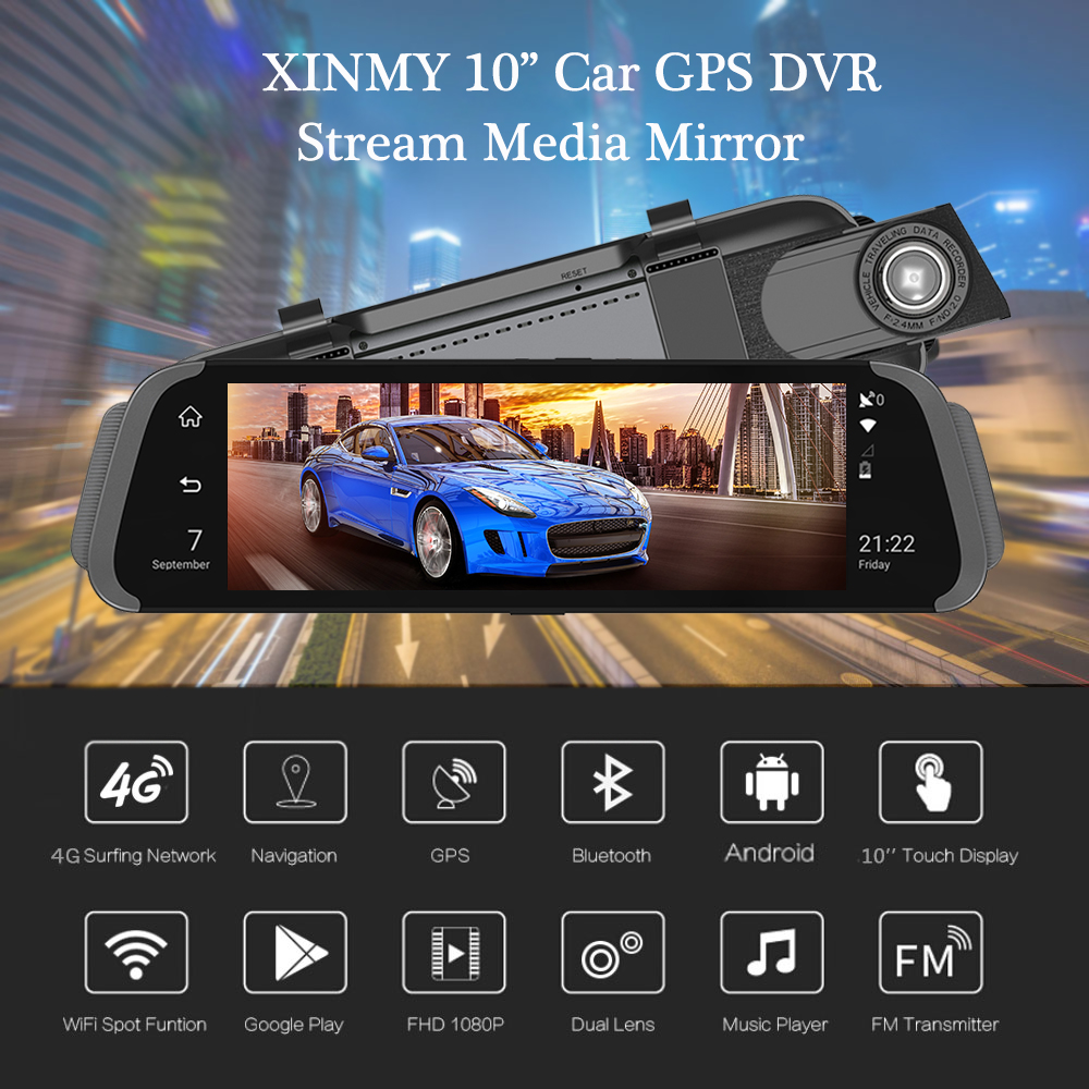 10 inch 4G Car Rear View Mirror ADAS 1080p Dual Lens Video Recorders G-sensor Rearview Mirror GPS Navigator
