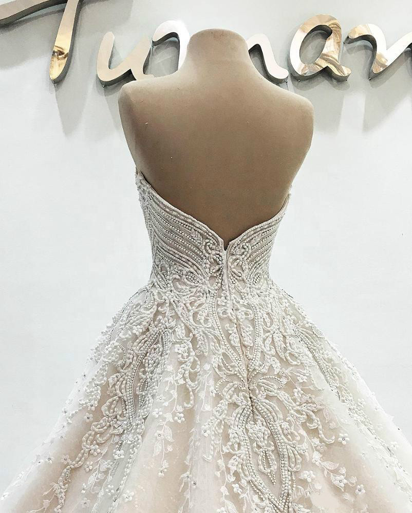 Real Image Country Wedding Dress With Floral Flowers A Line Sweetheart Arabaic Bridal Gowns Sweep Train Boho Wedding Dress Robe de mariage