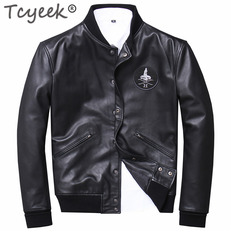 Tcyeek Streetwear 5XL Genuine Leather Jacket Men Clothes 2019 Fashion Mens Sheepskin Leather Coat Moto & Biker Short Jackets 725, Black
Tcyeek Streetwear 5XL Genuine Leather Jacket Men Clothes 2019 Fashion Mens Sheepskin Leather Coat Moto & Biker Short Jackets 725, Black