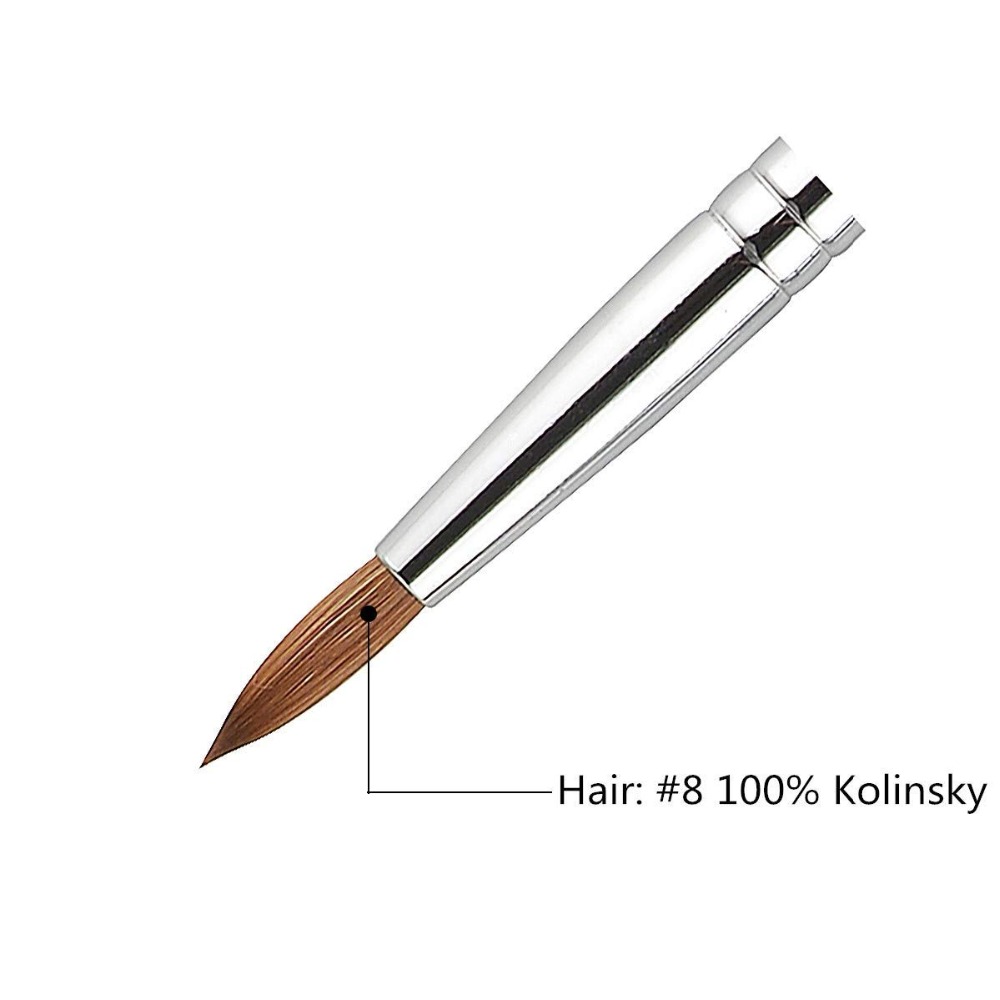 Newest Kolinsky Sable Acrylic Nail Brush with Liquid Flow Glitter Nail Art Brush for Art Tools 8# 10# 12# 14# 16#