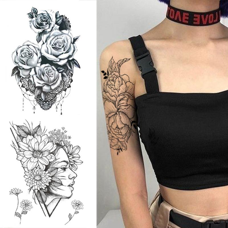 1 PC de moda de las mujeres chica tatuaje temporal etiqueta negro diseño rosas flor llena Body art para brazos grande fals
1 PC de moda de las mujeres chica tatuaje temporal etiqueta negro diseño rosas flor llena Body art para brazos grande fals