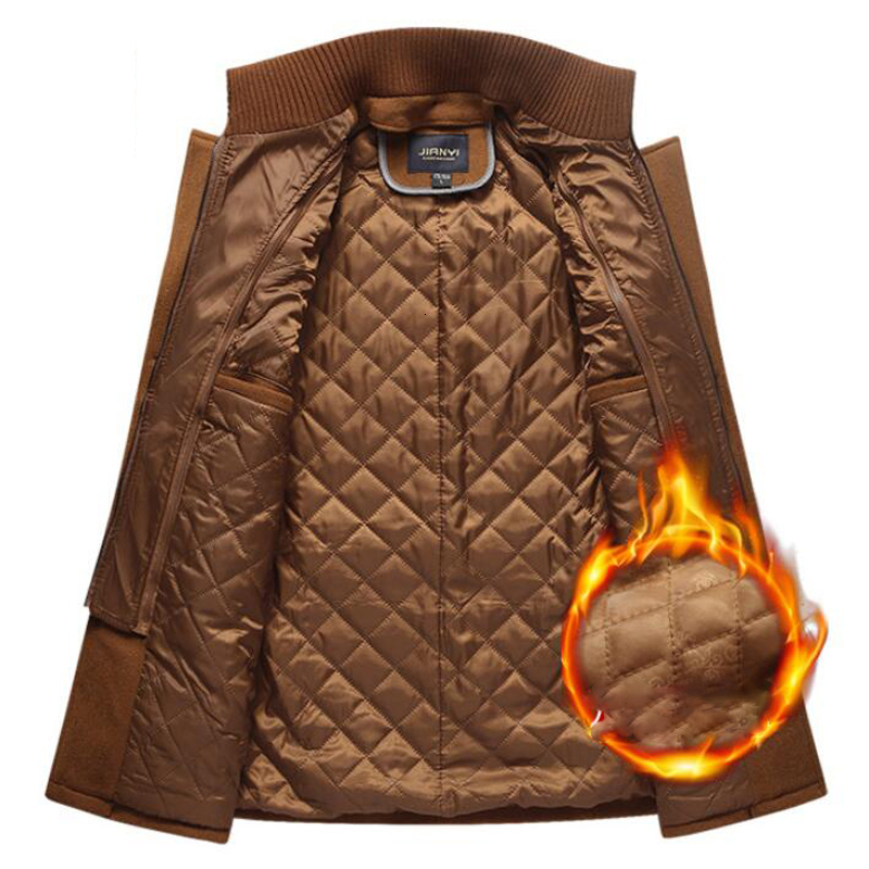 Winter Wool Thick Warm Coat Men Fashion Double Collar Windproof Smart Casual Mens Jackets Outwear Long Woolen Coats Drop LY191206