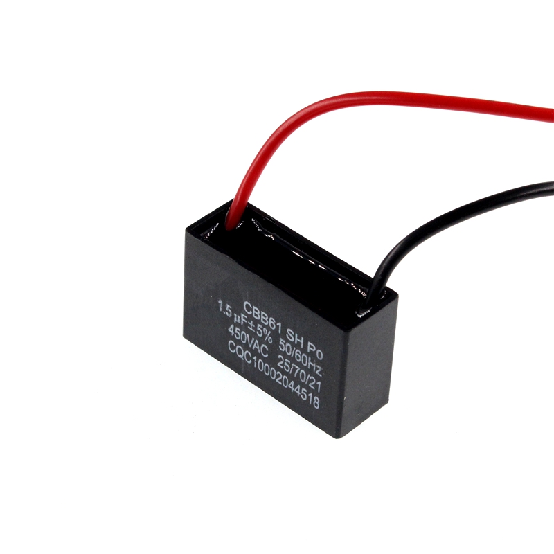 CBB61 450VAC 1.5UF fan starting capacitor lead length 10 with line capacitance