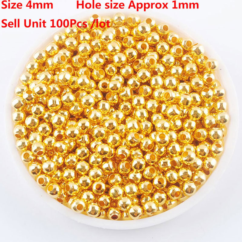 WOJIAER 3mm 4mm 6mm 8mm Gold Silver-Color Pewter Metal Iron Round Loose Beads Spacer for Jewelry Making 100pcs/lot BH306