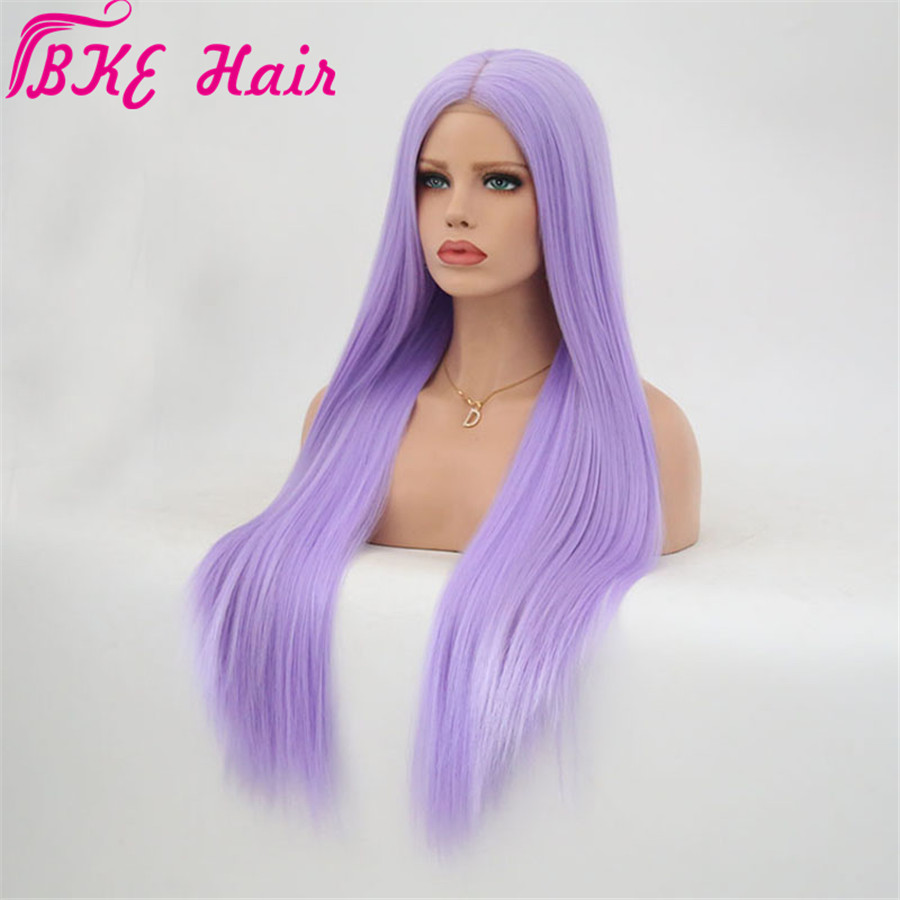 Long Straight Middle Part Wig For Women purple Black White Pink Orange Gray Hair Heat Resistant Synthetic lace front Wigs