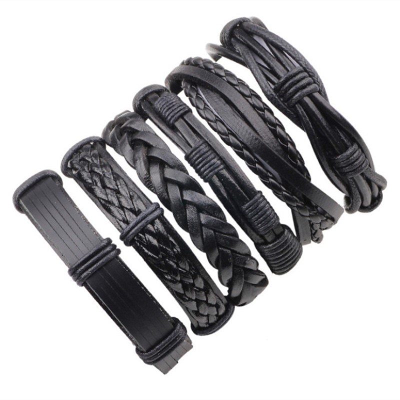 MKENDN 6PCs/Set Black Leather Bracelet Men Multilayer Braid Bracelets & Bangles Punk Wrap Bracelets for Women Punk Casual
MKENDN 6PCs/Set Black Leather Bracelet Men Multilayer Braid Bracelets & Bangles Punk Wrap Bracelets for Women Punk Casual