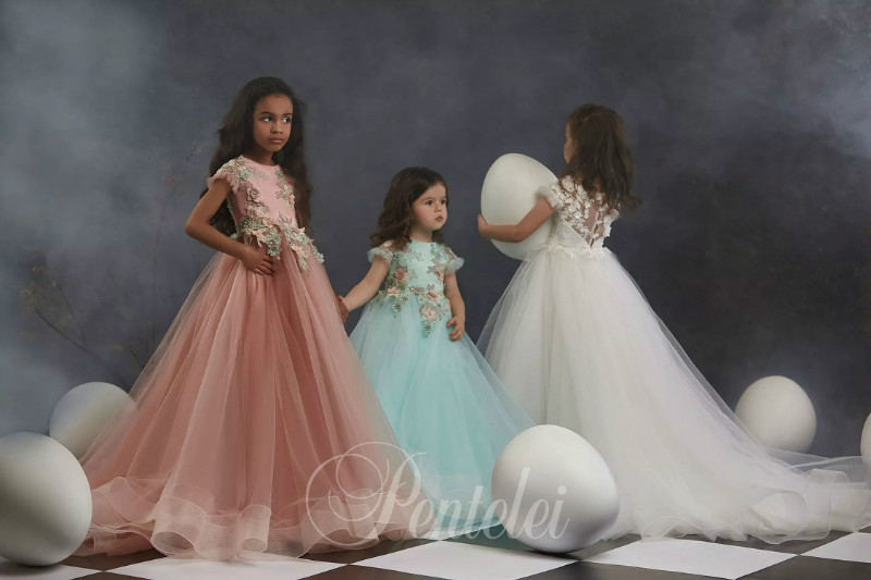 Dreamly A Line Girl Dresses Jewel Short Sleeve Lace Applique Hand Made Flower Pageant Dress Floor Length Girl's Birthday Part 0431