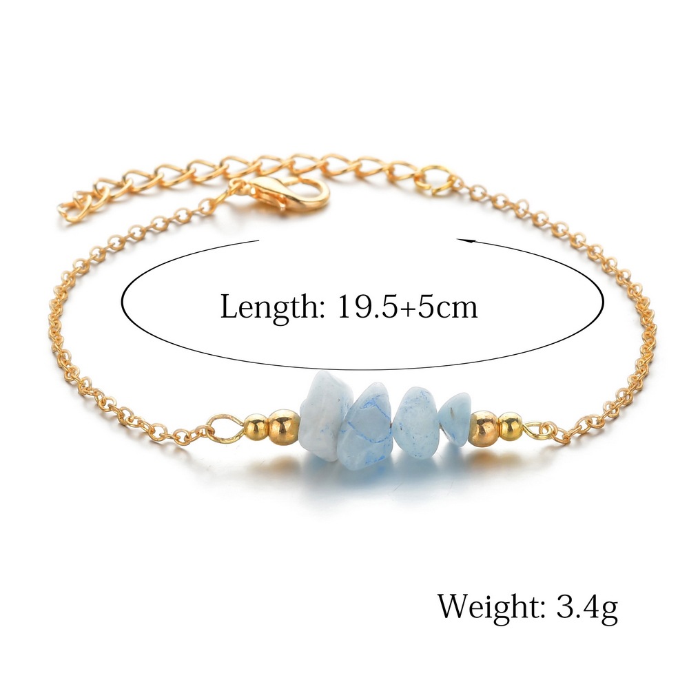 New Fashion Natural Crystal Rubble Bead Charm Gold Plated Chain Bracelet Bangle For Women Lady Jewelry